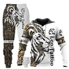 Homme Ensemble Survetement Ensemble de sweats à capuche Blanche Capuche Graphic Lion 2 Pièces Imprimer Sport Loisir Casual Des sports 3D effet basique Vêtement de rue Design Automne Printemps miniinthebox