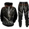 Homme Ensemble Survetement Ensemble de sweats à capuche Noir Rouge Orange Gris foncé Capuche Graphic Dragon 2 Pièces Imprimer Sport Loisir Casual Des sports 3D effet basique Vêtement de rue Design miniinthebox