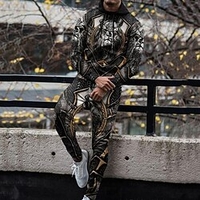 Homme Ensemble Survetement Ensemble de sweats à capuche Sweat à capuche zippé Gris foncé Capuche Graphic Animal Zippé 2 Pièces Sport Loisir Casual Des sports 3D effet basique Vêtement de rue Design miniinthebox