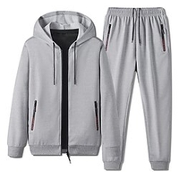 Homme Ensemble Survetement Survêtement Ensemble de sweats à capuche Ensemble de jogging Noir Bleu Gris Capuche Couleur unie Zippé Poche 2 Pièces Sport Loisir du"idien Des sports Vêtement de miniinthebox