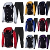 Homme Ensemble Survetement Survêtement Sweat à capuche boutonné Ensemble de jogging Blanche Jaune Vin Rouge bleu marine Capuche Bloc de couleur Cordon 2 Pièces Sport Loisir Des sports Vêtement de miniinthebox