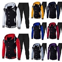 Homme Ensemble Survetement Survêtement Sweat à capuche boutonné Ensemble de jogging Blanche Jaune Vin Rouge bleu marine Capuche Bloc de couleur Cordon 2 Pièces Sport Loisir Des sports Vêtement de miniinthebox