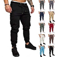 Homme Pantalon Cargo Joggings Pantalon Jogging Pantalon Pantalon jogging Cordon Taille elastique Plein Respirable Toute la longueur 100% Coton Vêtement de rue Casual Ample Noir Bleu Micro-élastique miniinthebox
