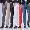 Homme Pantalon Pantalon en similicuir Pantalons décontractés Poche Jambe droite Plein Elastique Soirée Usage"idien faux cuir Mode Vêtement de rue Noir Blanche miniinthebox