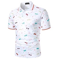 Homme POLO T shirt Tee Chemise T Shirt golf Chemise décontractée Vacances Lunettes Col Classique Blanche Print Extérieur Casual Manches Courtes Bloc de couleur Bouton bas Vêtement Tenue Mode Blocs de miniinthebox