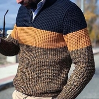 Homme Pull Chandail Pull A côtes Tricoter Découpé Zippé Tricoté Bloc de couleur Mao basique à la mode Extérieur du"idien Vêtement Tenue Hiver Automne Orange Gris M L XL miniinthebox