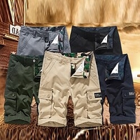Homme Short Cargo Short Jambe droite 6 poches Plein Confort Longueur genou Extérieur du"idien Sortie 100% Coton Mode Vêtement de rue Noir Vert Véronèse miniinthebox