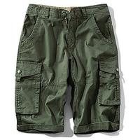 Homme Short Cargo Short Jambe droite 6 poches Plein Confort Longueur genou Extérieur du"idien Sortie 100% Coton Vêtement de rue Chic et moderne Vert Véronèse Kaki miniinthebox