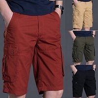 Homme Short Cargo Short Multi poche Plein Confort Vestimentaire Longueur genou Extérieur du"idien Sortie 100% Coton Sportif mode Noir Rouge miniinthebox