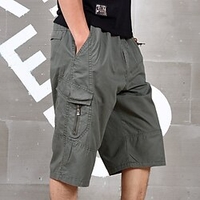 Homme Short Cargo Short Pantalons Capri Taille elastique Multi poche Plein Confort Vestimentaire Mollet Extérieur du"idien Sortie Sportif mode Noir Vert miniinthebox