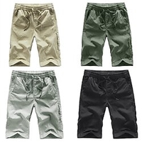 Homme Short Cargo Short Poche Cordon Taille elastique Plein Confort Vestimentaire Extérieur du"idien Sortie 100% Coton Sportif mode Vert militaire Noir miniinthebox