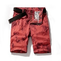 Homme Short Short Chino Bermuda Short de travail Zippé Imprimer Bloc de couleur Confort Longueur genou Extérieur du"idien Sortie 100% Coton Mode Vêtement de rue Noir Vin miniinthebox