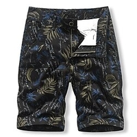 Homme Short Short Chino Bermuda Short de travail Zippé Imprimer Graphic Feuille Confort Longueur genou Extérieur du"idien Sortie 100% Coton Mode Vêtement de rue Noir Vert Véronèse miniinthebox