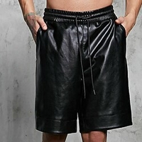 Homme Short Shorts décontractés Short en similicuir Poche Cordon Taille elastique Couleur unie Etanche Court du"idien Vacances Sortie faux cuir à la mode simple Noir miniinthebox