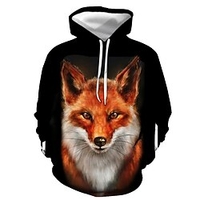 Homme Sweat à capuche Bleu Bleu roi Orange Gris Capuche Graphic Renard Imprimer Casual du"idien 3D effet Vêtement de rue Casual Printemps Automne Vêtement Tenue Pulls Capuche Pulls molletonnés miniinthebox
