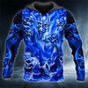 Homme Sweat à capuche Bleu Capuche Crânes Imprimés Photos Imprimer du"idien Des sports 3D effet basique Vêtement de rue Design Printemps Automne Vêtement Tenue Pulls Capuche Pulls molletonnés miniinthebox