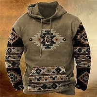Homme Sweat à capuche bleu marine Vert foncé Marron Gris Capuche Style Bohème Imprimés Photos Imprimer du"idien Des sports 3D effet basique Vêtement de rue Design Printemps Automne Vêtement miniinthebox