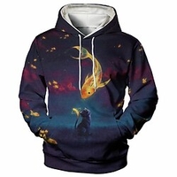 Homme Sweat à capuche Graphic Décontractée du"idien Fin de semaine 3D effet Décontractée Pulls Capuche Pulls molletonnés Bleu miniinthebox