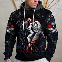 Homme Sweat à capuche Jaune Rouge Bleu Orange Vert Capuche Crânes Imprimés Photos Squelette Imprimer du"idien Des sports 3D effet basique Vêtement de rue Design Printemps Automne Vêtement Tenue miniinthebox