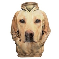 Homme Sweat à capuche Kaki Capuche Animal Chien Imprimés Photos Imprimer du"idien Des sports 3D effet basique Vêtement de rue Design Printemps Automne Vêtement Tenue Pulls Capuche Pulls miniinthebox