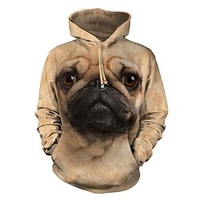 Homme Sweat à capuche Kaki Capuche Animal Chien Imprimés Photos Imprimer du"idien Des sports 3D effet basique Vêtement de rue Design Printemps Automne Vêtement Tenue Pulls Capuche Pulls miniinthebox