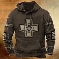 Homme Sweat à capuche Marron Café Capuche Style Bohème Imprimés Photos Imprimer du"idien Des sports 3D effet basique Vêtement de rue Design Printemps Automne Vêtement Tenue Pulls Capuche Pulls miniinthebox
