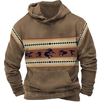 Homme Sweat à capuche Marron Capuche Tribal Imprimés Photos Imprimer du"idien Des sports 3D effet basique Vêtement de rue Design Printemps Automne Vêtement Tenue Pulls Capuche Pulls molletonnés miniinthebox