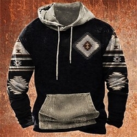 Homme Sweat à capuche Noir bleu marine Bleu Café Capuche Style Bohème Imprimés Photos Imprimer du"idien Des sports 3D effet basique Vêtement de rue Design Printemps Automne Vêtement Tenue Pulls miniinthebox
