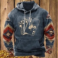 Homme Sweat à capuche Noir bleu marine Marron Gris Capuche Imprimés Photos Poker Imprimer du"idien Des sports 3D effet basique Vêtement de rue Design Printemps Automne Vêtement Tenue Pulls miniinthebox
