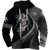 Homme Sweat à capuche Noir Gris foncé Gris Capuche Croix templière Imprimés Photos Imprimer du"idien Des sports 3D effet basique Vêtement de rue Design Printemps Automne Vêtement Tenue Pulls miniinthebox