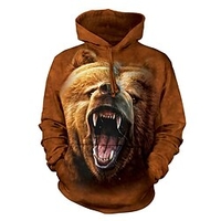 Homme Sweat à capuche Orange Marron Kaki Gris Capuche Animal Ours Imprimés Photos Imprimer du"idien Des sports 3D effet basique Vêtement de rue Design Printemps Automne Vêtement Tenue Pulls miniinthebox