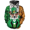Homme Sweat à capuche Vert Capuche Chien Imprimés Photos Imprimer du"idien Des sports 3D effet basique Design Fête de la Saint-Patrick Printemps Automne Vêtement Tenue Pulls Capuche Pulls miniinthebox