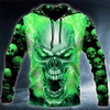 Homme Sweat à capuche Vert Capuche Crânes Imprimés Photos Imprimer du"idien Des sports 3D effet basique Vêtement de rue Design Printemps Automne Vêtement Tenue Pulls Capuche Pulls molletonnés miniinthebox