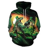 Homme Sweat à capuche Vert Claire Vert Menthe Vert foncé Vert Capuche Plantes Imprimés Photos Imprimer du"idien Des sports 3D effet basique Design Fête de la Saint-Patrick Printemps Automne miniinthebox
