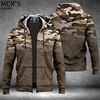Homme Sweat à capuche zippé Veste Bleu Marron Vert Gris Capuche Camouflage Imprimés Photos Zippé Imprimer Sport Loisir du"idien Des sports 3D effet Vêtement de rue Design Casual Printemps miniinthebox