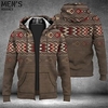 Homme Sweat à capuche zippé Veste Bleu Marron Vert Gris Capuche Style Bohème Imprimés Photos Zippé Imprimer Sport Loisir du"idien Des sports 3D effet Vêtement de rue Design Casual Printemps miniinthebox