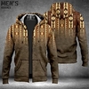 Homme Sweat à capuche zippé Veste Bleu Marron Vert Gris Capuche Style Bohème Imprimés Photos Zippé Imprimer Sport Loisir du"idien Des sports 3D effet Vêtement de rue Design Casual Printemps miniinthebox