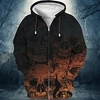 Homme Sweat à capuche zippé Veste Bleu Roi Bleu Violet Orange Vert Capuche Crânes Imprimés Photos Zippé Imprimer Sport Loisir du"idien Des sports 3D effet Vêtement de rue Design Casual miniinthebox