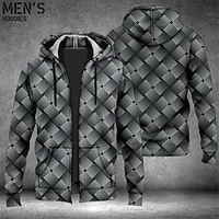 Homme Sweat à capuche zippé Veste Bleu Violet Marron Vert Kaki Capuche Géométrique Imprimés Photos Zippé Imprimer Sport Loisir du"idien Des sports 3D effet Vêtement de rue Design Casual miniinthebox