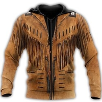 Homme Sweat à capuche zippé Veste Marron Capuche Imprimés Photos Zippé Imprimer Sport Loisir du"idien Des sports 3D effet Vêtement de rue Design Casual Printemps Automne Vêtement Tenue miniinthebox