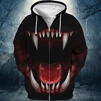 Homme Sweat à capuche zippé Veste Rouge Bleu Violet Vert Capuche Animal Imprimés Photos Zippé Imprimer Sport Loisir du"idien Des sports 3D effet Vêtement de rue Design Casual Printemps Automne miniinthebox