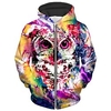 Homme Sweat à capuche zippé Veste Violet Capuche Animal Chouette Imprimés Photos Zippé Imprimer Sport Loisir du"idien Des sports 3D effet Vêtement de rue Design Casual Printemps Automne miniinthebox