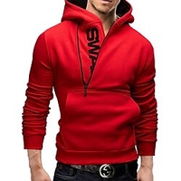 Homme Sweat-shirt à capuche Couleur unie Lettre Poche Capuche Décontractée du"idien Vacances Vêtement de sport Décontractée Pulls Capuche Pulls molletonnés Manches Longues Ample Bleu Noir Gris miniinthebox