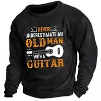 Homme Sweat shirt Noir Bleu Col Ras du Cou Lettre Instrument de musique Imprimer Sport Loisir du"idien Des sports Actif Vêtement de rue Frais Automne Printemps Vêtement Tenue Pulls Capuche miniinthebox