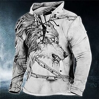 Homme Sweat shirt Sweat Blanche Rouge Bleu Marron Vert Col Mao Loup Imprimés Photos Lacet Sport Loisir Casual du"idien 3D effet basique Vêtement de rue Design Printemps Automne Vêtement Tenue miniinthebox