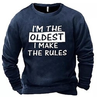 Homme Sweat shirt Sweat bleu marine Col Ras du Cou Lettre Imprimés Photos Imprimer du"idien Des sports Vacances 3D effet basique Vêtement de rue Design Printemps Automne Vêtement Tenue Pulls miniinthebox