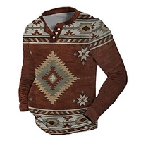 Homme Sweat shirt Sweat Bleu Marron Café Gris Col Henley Style Bohème Imprimés Photos Imprimer Casual du"idien Des sports 3D effet basique Vêtement de rue Design Printemps Automne Vêtement Tenue miniinthebox