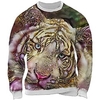 Homme Sweat shirt Sweat Bleu Violet Marron Col Ras du Cou Animal tigre Imprimés Photos Patchwork Imprimer du"idien Des sports Vacances 3D effet Vêtement de rue Design Casual Printemps Automne miniinthebox