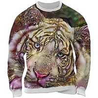 Homme Sweat shirt Sweat Bleu Violet Marron Col Ras du Cou Animal tigre Imprimés Photos Patchwork Imprimer du"idien Des sports Vacances 3D effet Vêtement de rue Design Casual Printemps Automne miniinthebox