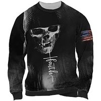 Homme Sweat shirt Sweat Bleu Violet Marron Gris Col Ras du Cou Crânes Imprimés Photos Patchwork Imprimer du"idien Des sports Vacances 3D effet Vêtement de rue Design Casual Printemps Automne miniinthebox